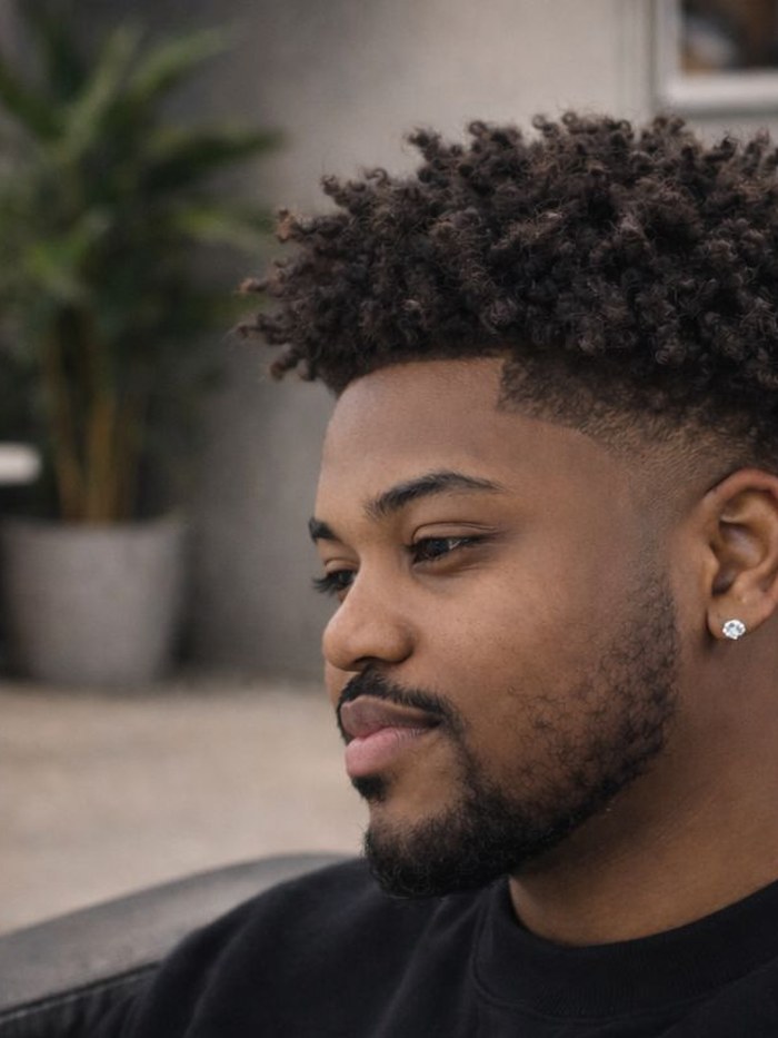 Cheveux crépus courts, exemple de rendu naturel