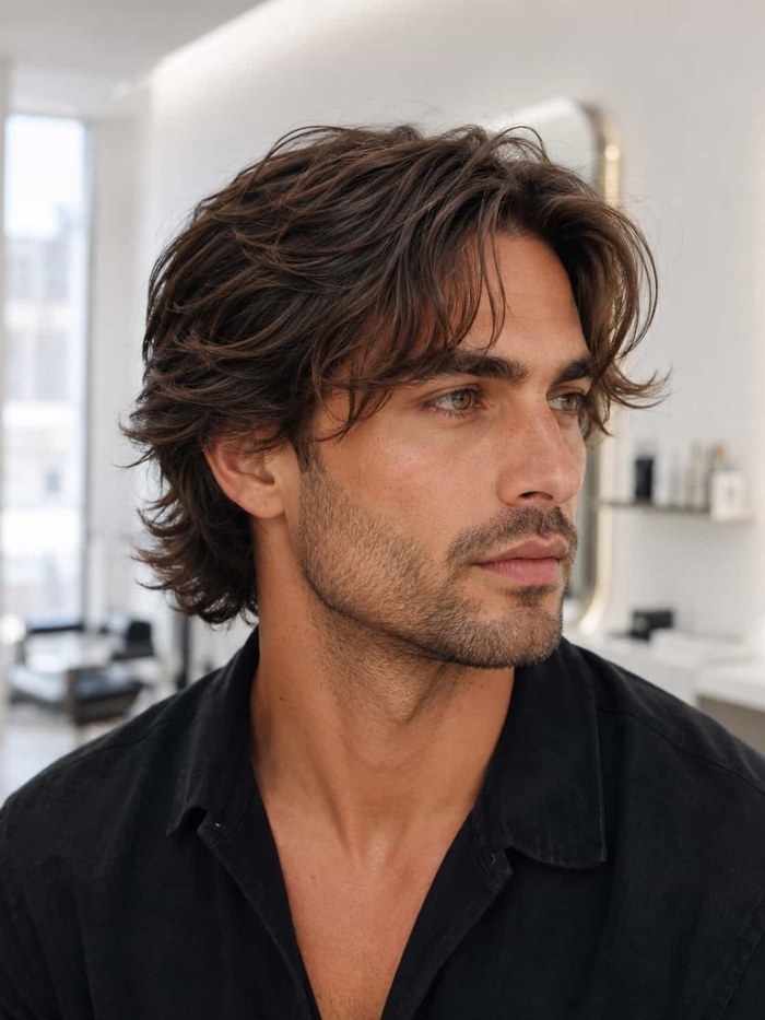 Cheveux mi-longs ondulés, exemple de rendu naturel